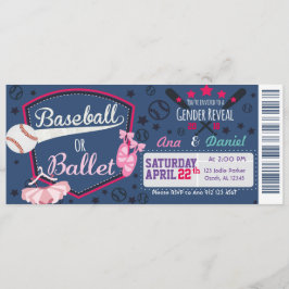 Baby Gender-Enthüllung - Baseballs oder Ballet Einladung