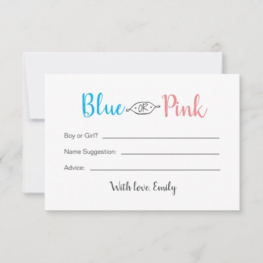 Baby-Gender-Karte für Jungen oder Mädchen Mitteilungskarte (Vorderseite)