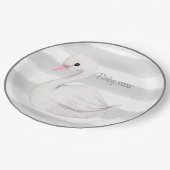 Baby Gender Neutral Swan Gray Script Baby Shower Pappteller (Schrägansicht)