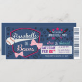 Baby Gender-Offenbarung - Baseballs oder Bows Einladung (Vorne/Hinten)