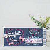 Baby Gender-Offenbarung - Baseballs oder Bows Einladung (Stehend Vorderseite)