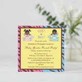 Baby Gender Reveal Afro American Babies Einladung (Stehend Vorderseite)