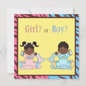 Baby Gender Reveal Afro American Babies Einladung (Rückseite)