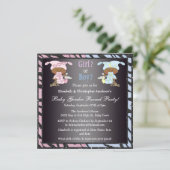 Baby Gender Reveal Afro American Babies Einladung (Stehend Vorderseite)