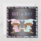 Baby Gender Reveal Afro American Babies Einladung (Rückseite)