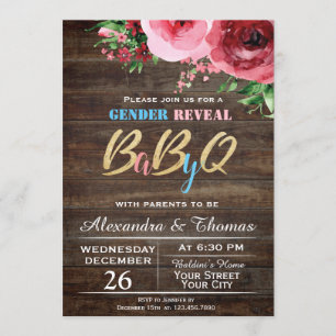 Baby Gender Reveal Baby Shower Einladung Bloral