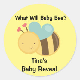 Baby Gender Reveal Bee Theme Runder Aufkleber
