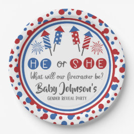 Baby Gender Reveal - Firecracker 4. Juli Pappteller