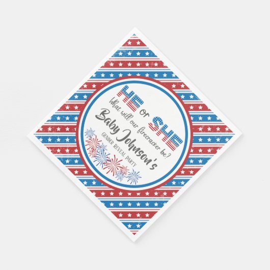 Baby Gender Reveal - Firecracker 4. Juli Serviette (Ecke)