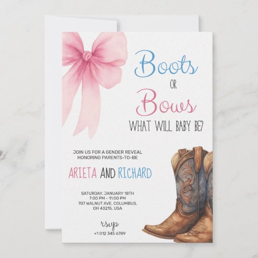 Baby gender reveal Invitation card Einladung (Vorderseite)