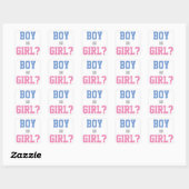 Baby Gender Reveal Party Sticker, Junge oder Mädch Quadratischer Aufkleber (Blatt)