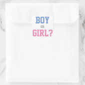 Baby Gender Reveal Party Sticker, Junge oder Mädch Quadratischer Aufkleber (Tasche)