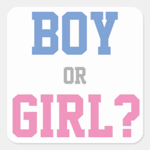Baby Gender Reveal Party Sticker, Junge oder Mädch Quadratischer Aufkleber