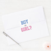 Baby Gender Reveal Party Sticker, Junge oder Mädch Quadratischer Aufkleber (Umschlag)