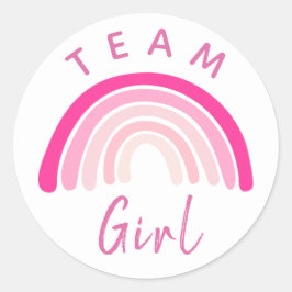 Baby Gender Reveal Party Team Pink Girl Rainbow Cl Runder Aufkleber