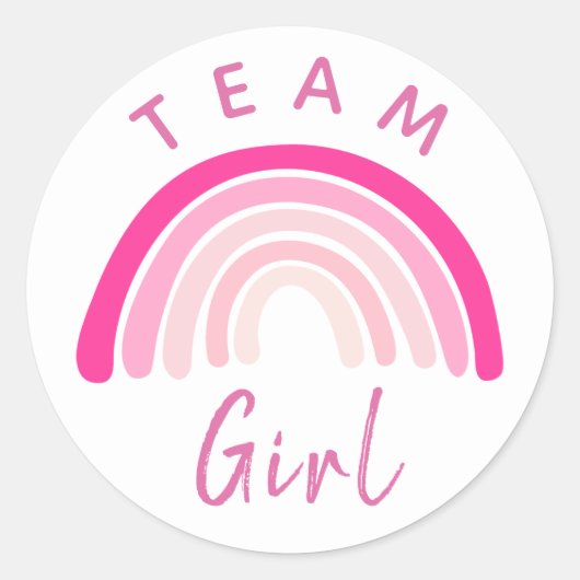 Baby Gender Reveal Party Team Pink Girl Rainbow Cl Runder Aufkleber (Vorderseite)