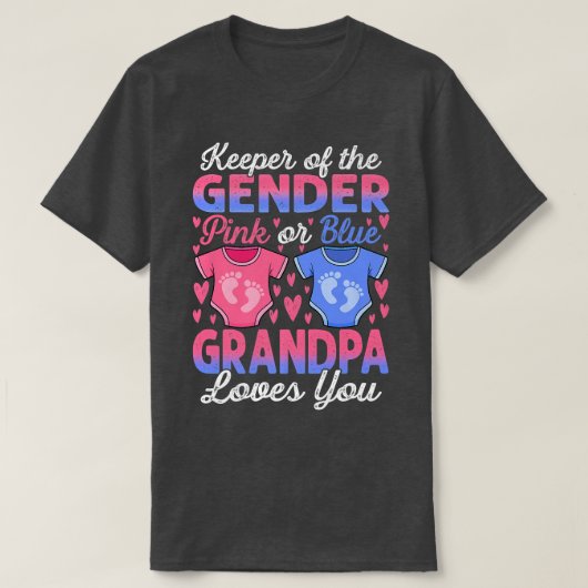 Baby Gender Reveal Shower Pink Or Blue Grandpa Lov T-Shirt (Design vorne)