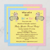 Baby Gender Reveal Was wird es sein? Honigbienen Einladung (Vorne/Hinten)