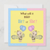 Baby Gender Reveal Was wird es sein? Honigbienen Einladung (Rückseite)