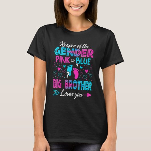 Baby Gender zeigen Dusche rosa oder blauer Big Bro T-Shirt (Vorderseite)
