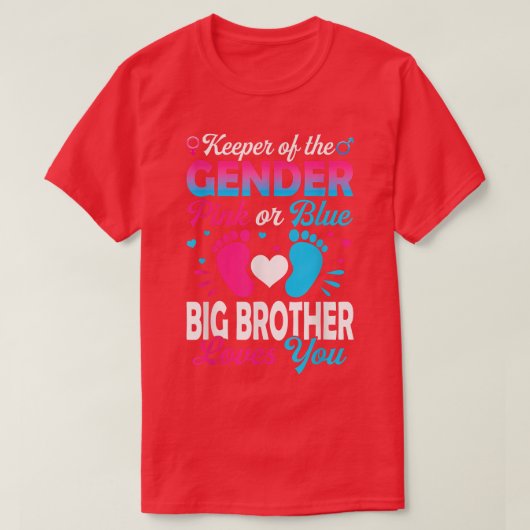 Baby Gender zeigen Dusche rosa oder blauer Big Bro T-Shirt (Design vorne)