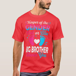 Baby Gender zeigen Dusche rosa oder blauer Big Bro T-Shirt