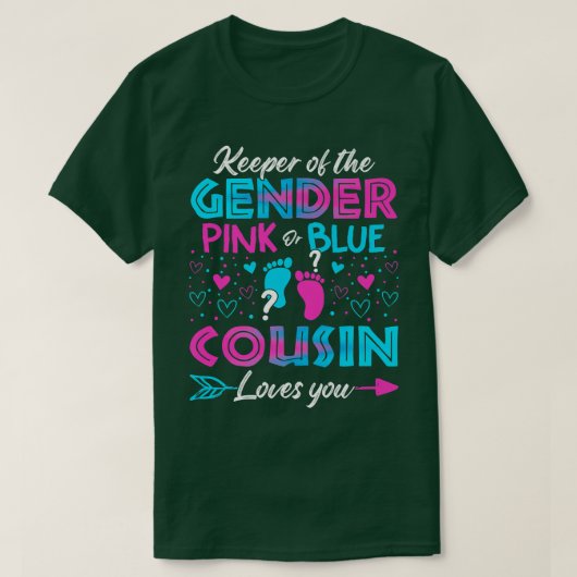 Baby Gender zeigt Dusche Rosa oder Blauer Cousin L T-Shirt (Design vorne)