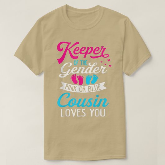 Baby Gender zeigt Dusche Rosa oder Blauer Cousin L T-Shirt (Design vorne)