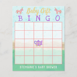 Baby Geschenk Bingo Niedlich Einhorn Tee Party Dus Flyer
