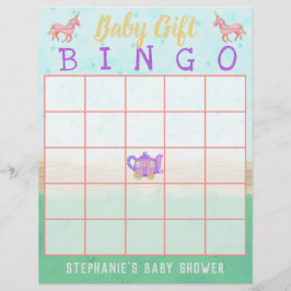 Baby Geschenk Bingo Niedlich Einhorn Tee Party Dus Flyer