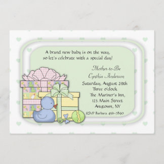 Baby-Geschenk-Grün Einladung