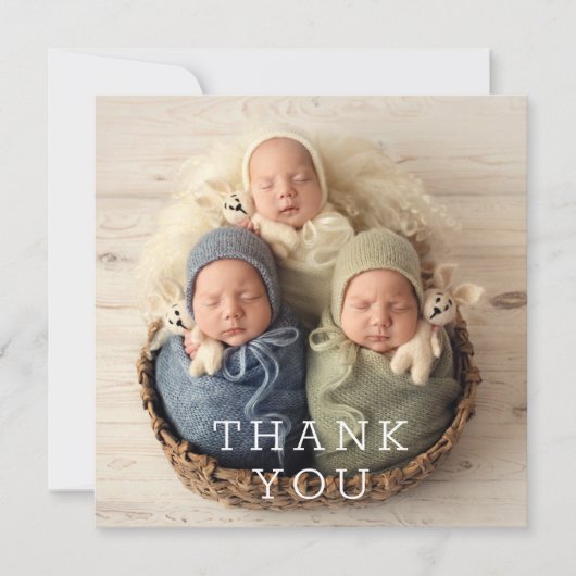 Baby Geschenk Vielen Dank Triplets Neugeborenen Ba Dankeskarte (Vorderseite)