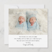 Baby Geschenke Twins Vielen Dank, dass Sie Neugebo Dankeskarte (Rückseite)