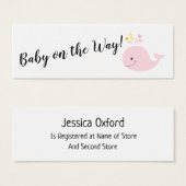 Baby-Geschenkkartei mit rosa Whale-Handout-Karten (Vorne & Hinten)