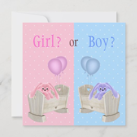 Baby-Geschlecht decken die rosa u. blauen Häschen Einladung (Rückseite)