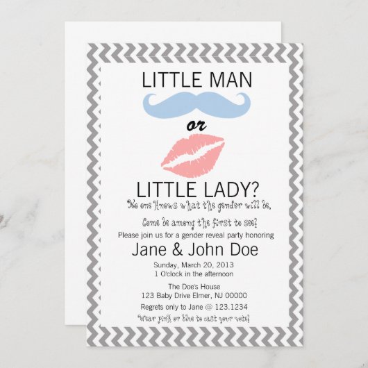 Baby-Geschlecht decken Einladung auf (Vorne/Hinten)