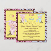 Baby-Geschlecht decken niedliche Cartoon-Babys u. Einladung (Vorne/Hinten)