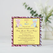 Baby-Geschlecht decken niedliche Cartoon-Babys u. Einladung (Stehend Vorderseite)