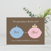 Baby-Geschlecht decken Party Einladung auf (Stehend Vorderseite)