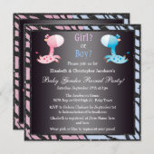 Baby-Geschlecht decken Tierdruck u. Giraffen auf Einladung (Vorne/Hinten)