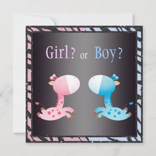 Baby-Geschlecht decken Tierdruck u. Giraffen auf Einladung (Rückseite)