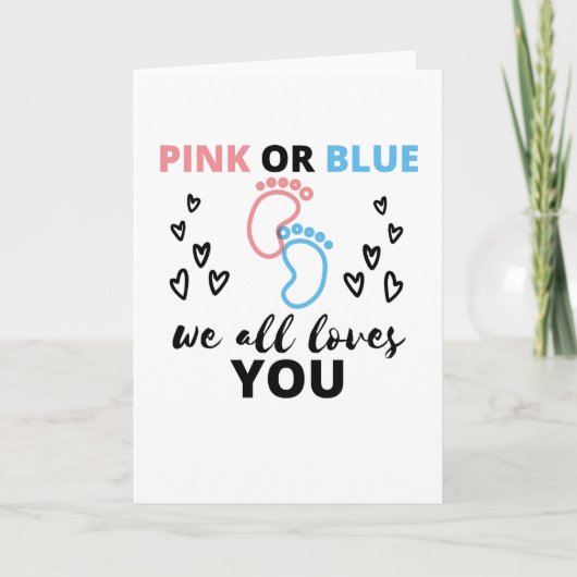 Baby Geschlecht zeigen Ideen rosa oder blau wir al Karte (Vorderseite)