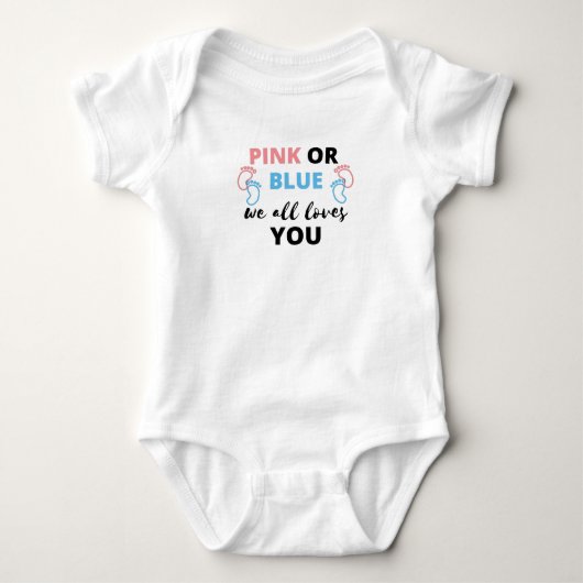 Baby Geschlecht zeigen Ideen rosa oder blau wir al Strampler (Vorderseite)