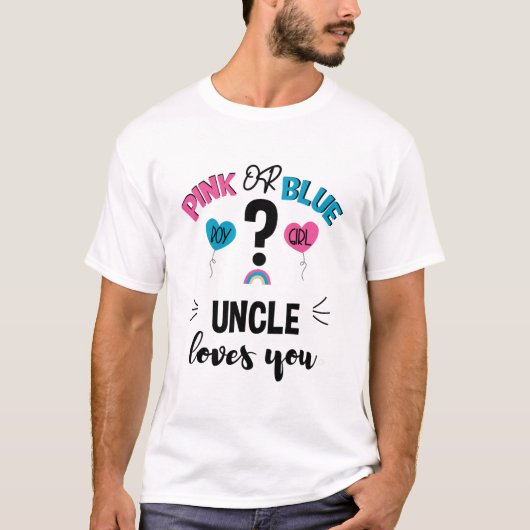 Baby Geschlecht zeigen rosa oder blaue Onkel Liebe T-Shirt (Vorderseite)