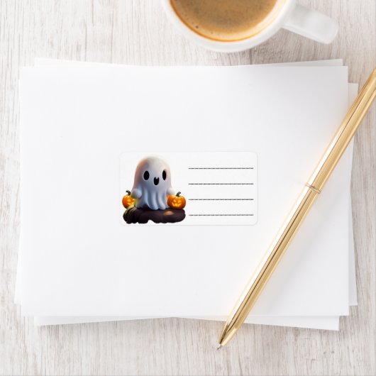 Baby Ghost Creepy Niedlich Halloween Charakter Adressaufkleber (Insitu)