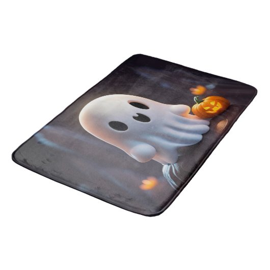 Baby Ghost Creepy Niedlich Halloween Charakter Badematte (Schrägansicht)