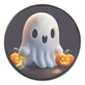 Baby Ghost Creepy Niedlich Halloween Charakter Eishockey Puck (Vorderseite)