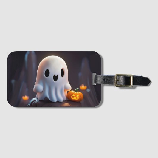 Baby Ghost Creepy Niedlich Halloween Charakter Gepäckanhänger (Vorderseite (Horizontal))