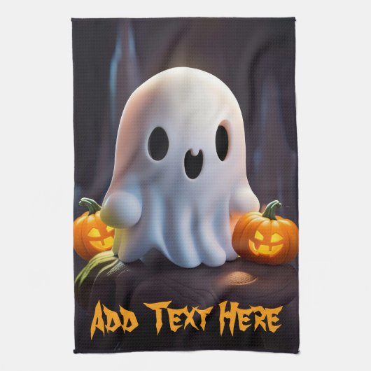 Baby Ghost Creepy Niedlich Halloween Charakter Geschirrtuch (Vertikal)