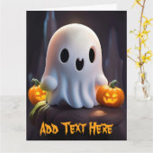 Baby Ghost Creepy Niedlich Halloween Charakter Karte (Gelbe Blume)